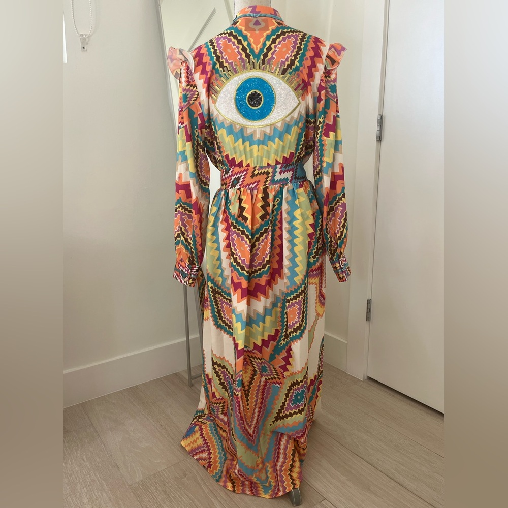 Moving Forward Designs Women’s Multicolor “Eye Design” Maxi Dress